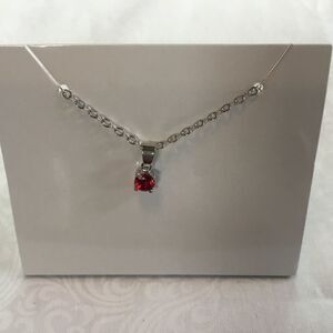 EFFY Brand Silvertone Necklace w/Red Stone
